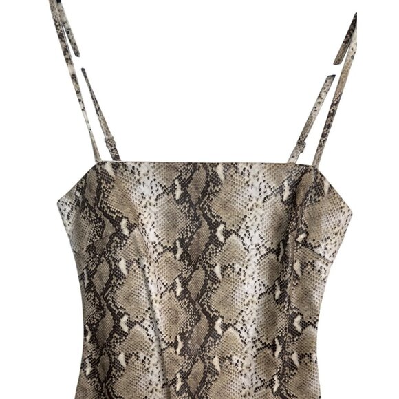 Tiger Mist XS Snakeskin Print Mini Dress Faux Leather Spaghetti Straps - Picture 3 of 12